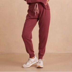 Summersalt wool cashmere coziest Knit Jogger Pants in fark raspberry pink NWT L